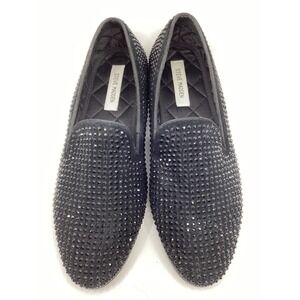 Steve Madden Caviarr Mens 9.5 Black Rhinestone Leather Loafers Smoking Slippers